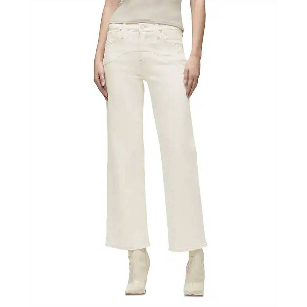 NEW HUDSON rosie high rise wide leg ankle with curved yoke jeans in ecru